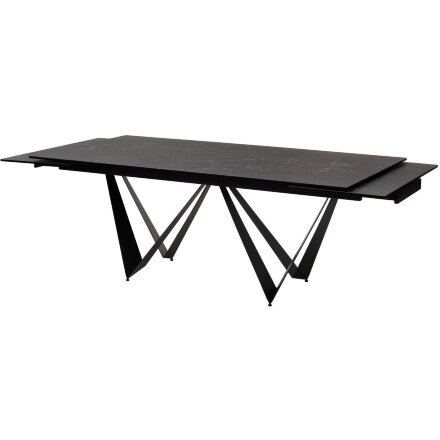 Стол RIETI 200 NERO KL-116 Черный мрамор матовый, итальянская керамика/ черный каркас, ®DISAUR 