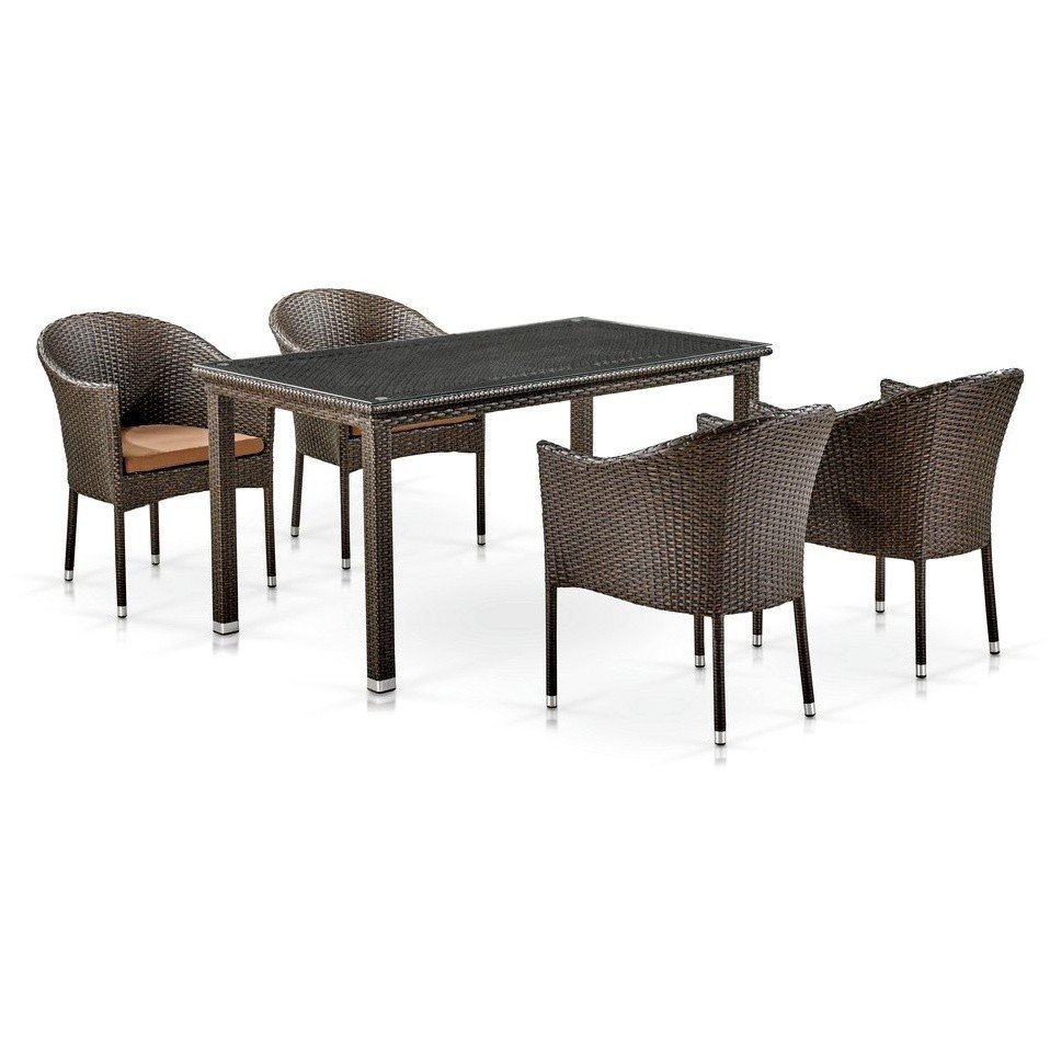 Комплект плетеной мебели T256A/Y350A-W53 Brown 4Pcs Комплект плетеной мебели T256A/Y350A-W53 Brown 4Pcs