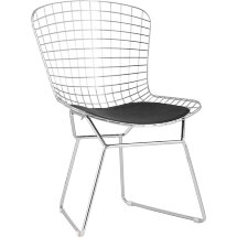 Стул обеденный Bertoia хромированный с черной подушкой 4 шт