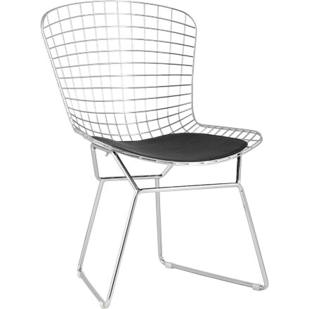 Стул обеденный Bertoia хромированный с черной подушкой 4 шт 