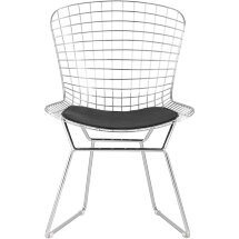 Стул обеденный Bertoia хромированный с черной подушкой 4 шт