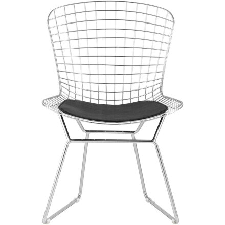 Стул обеденный Bertoia хромированный с черной подушкой 4 шт 