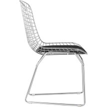 Стул обеденный Bertoia хромированный с черной подушкой 4 шт