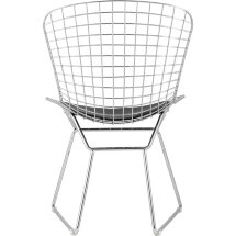 Стул обеденный Bertoia хромированный с черной подушкой 4 шт