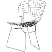 Стул обеденный Bertoia хромированный с черной подушкой 4 шт