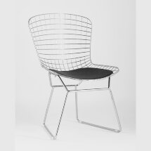 Стул обеденный Bertoia хромированный с черной подушкой 4 шт