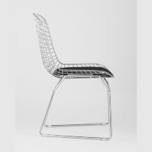 Стул обеденный Bertoia хромированный с черной подушкой 4 шт
