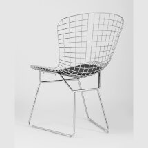 Стул обеденный Bertoia хромированный с черной подушкой 4 шт