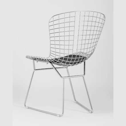 Стул обеденный Bertoia хромированный с черной подушкой 4 шт 