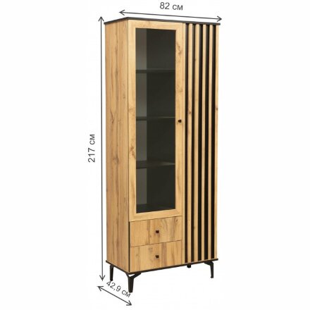 Шкаф Либерти 51.02 дуб вотан / черная / профиль Masa Decor дуб вотан 