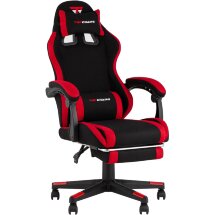 Кресло спортивное TopChairs Prophet с оттоманкой ткань черно-красный