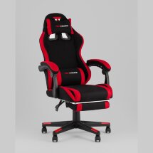 Кресло спортивное TopChairs Prophet с оттоманкой ткань черно-красный