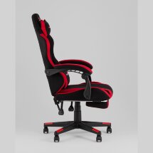 Кресло спортивное TopChairs Prophet с оттоманкой ткань черно-красный