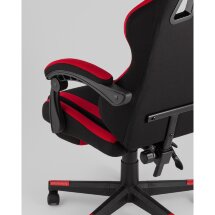 Кресло спортивное TopChairs Prophet с оттоманкой ткань черно-красный