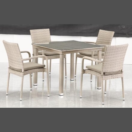 Комплект плетеной мебели T257C/Y376C-W85 Latte (4+1) + подушки на стульях 