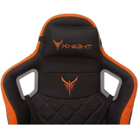 Геймерское кресло Бюрократ компьютерное игровое Knight OUTRIDER черный/оранжевый ромбик эко.кожа с подголов. крестовина мет 