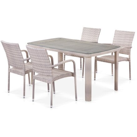 Комплект плетеной мебели T256C/Y376C-W85 Latte (4+1) + подушки на стульях 
