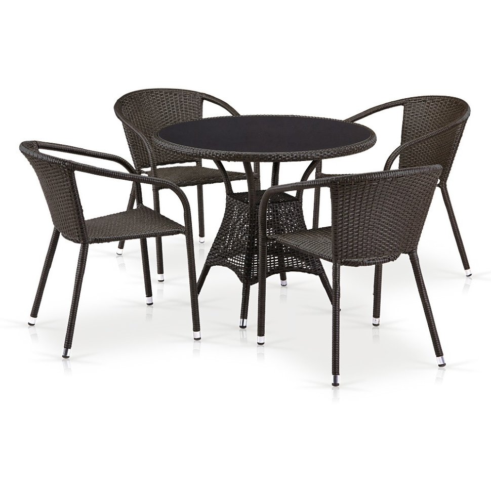 Комплект плетеной мебели T197ANS-W53/Y137C-W53 Brown 4Pcs Комплект плетеной мебели T197ANS-W53/Y137C-W53 Brown 4Pcs