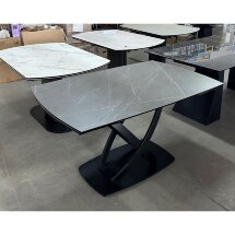 Стол FOGGIA 140 KL-136 Серый мрамор матовый, итальянская керамика/ черный каркас, ®DISAUR