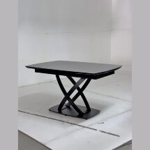 Стол FOGGIA 140 KL-136 Серый мрамор матовый, итальянская керамика/ черный каркас, ®DISAUR