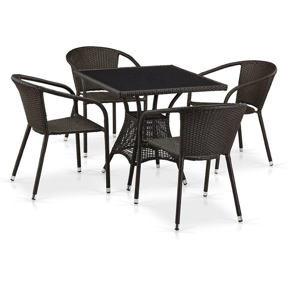 Комплект плетеной мебели T197BNS-W53/Y137C-W53 Brown 4Pcs Комплект плетеной мебели T197BNS-W53/Y137C-W53 Brown 4Pcs