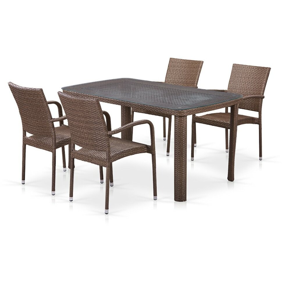 Комплект плетеной мебели T51A/Y376-W773-150x85 4Pcs Brown Комплект плетеной мебели T51A/Y376-W773-150x85 4Pcs Brown