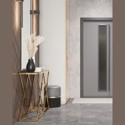 Консоль ИНСИГНИЯ 115*30 золото стекло smoke 