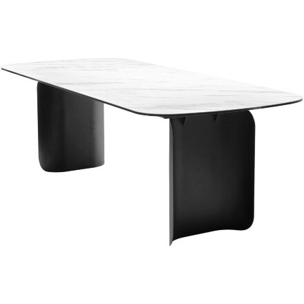 Стол NORD 240 MARBLES KL-99 Белый мрамор, итальянская керамика / черный каркас, ®DISAUR 