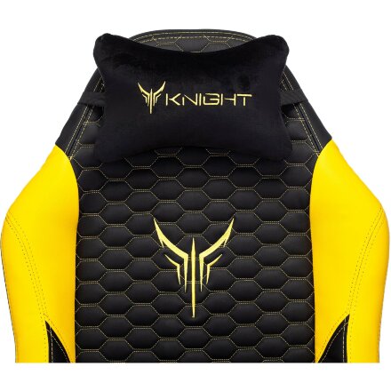Компьютерное кресло Бюрократ игровое Knight Neon черный/желтый соты эко.кожа с подголов. крестовина металл геймерское 