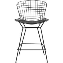 Стул полубарный с низкой спинкой Bertoia черный с черной подушкой 4 шт.