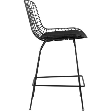 Стул полубарный с низкой спинкой Bertoia черный с черной подушкой 4 шт. 