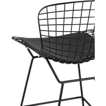 Стул полубарный с низкой спинкой Bertoia черный с черной подушкой 4 шт.