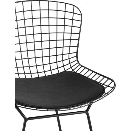 Стул полубарный с низкой спинкой Bertoia черный с черной подушкой 4 шт. 
