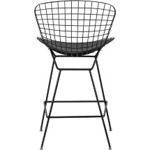 Стул полубарный с низкой спинкой Bertoia черный с черной подушкой 4 шт.