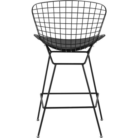 Стул полубарный с низкой спинкой Bertoia черный с черной подушкой 4 шт. 