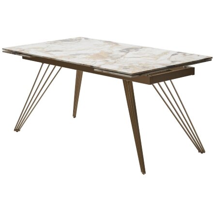 Стол ACERRA NEW 160 GLOSS GRAND JADE SOLID CERAMIC/ каркас цвета шампань, ®DISAUR 