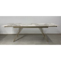 Стол ACERRA NEW 160 GLOSS GRAND JADE SOLID CERAMIC/ каркас цвета шампань, ®DISAUR