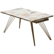 Стол ACERRA NEW 160 GLOSS GRAND JADE SOLID CERAMIC/ каркас цвета шампань, ®DISAUR