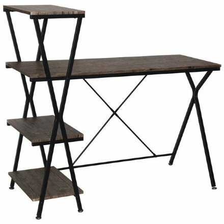 Стол на металлокаркасе BRABIX &quot;LOFT CD-004&quot;, 1200х535х1110 мм, 3 полки, цвет морёный дуб, 641218 