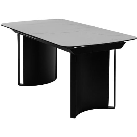 Стол RASMUS 160 TL-45 Белый мрамор, испанская керамика / черный каркас, ®DISAUR 