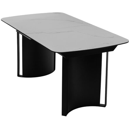Стол RASMUS 160 TL-45 Белый мрамор, испанская керамика / черный каркас, ®DISAUR 