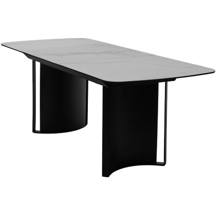 Стол RASMUS 160 TL-45 Белый мрамор, испанская керамика / черный каркас, ®DISAUR 