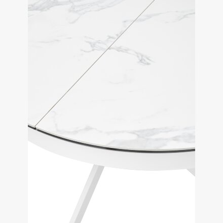 Стол TRENTO 120 HIGH GLOSS STATUARIO Белый мрамор глянцевый, керамика/ белый каркас, ®DISAUR 
