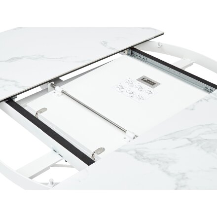 Стол TRENTO 120 HIGH GLOSS STATUARIO Белый мрамор глянцевый, керамика/ белый каркас, ®DISAUR 