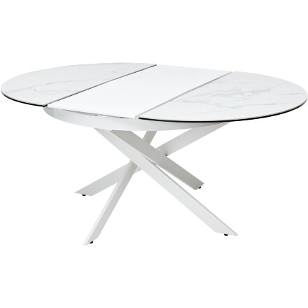 Стол TRENTO 120 HIGH GLOSS STATUARIO Белый мрамор глянцевый, керамика/ белый каркас, ®DISAUR 