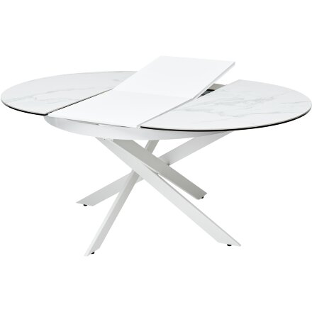 Стол TRENTO 120 HIGH GLOSS STATUARIO Белый мрамор глянцевый, керамика/ белый каркас, ®DISAUR 