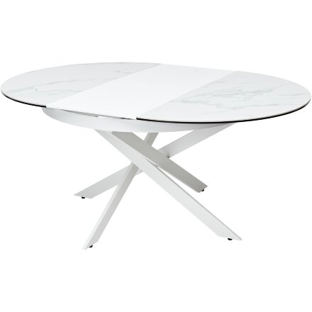 Стол TRENTO 120 HIGH GLOSS STATUARIO Белый мрамор глянцевый, керамика/ белый каркас, ®DISAUR 