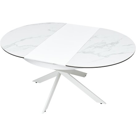 Стол TRENTO 120 HIGH GLOSS STATUARIO Белый мрамор глянцевый, керамика/ белый каркас, ®DISAUR 