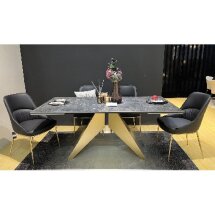 Стол ALES 180 BLACK GRAVE SOLID CERAMIC, керамика / бронзовый, ®DISAUR