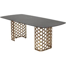 Стол CHIAVARI 220 KL-116 Черный мрамор матовый, итальянская керамика / бронзовый, ®DISAUR